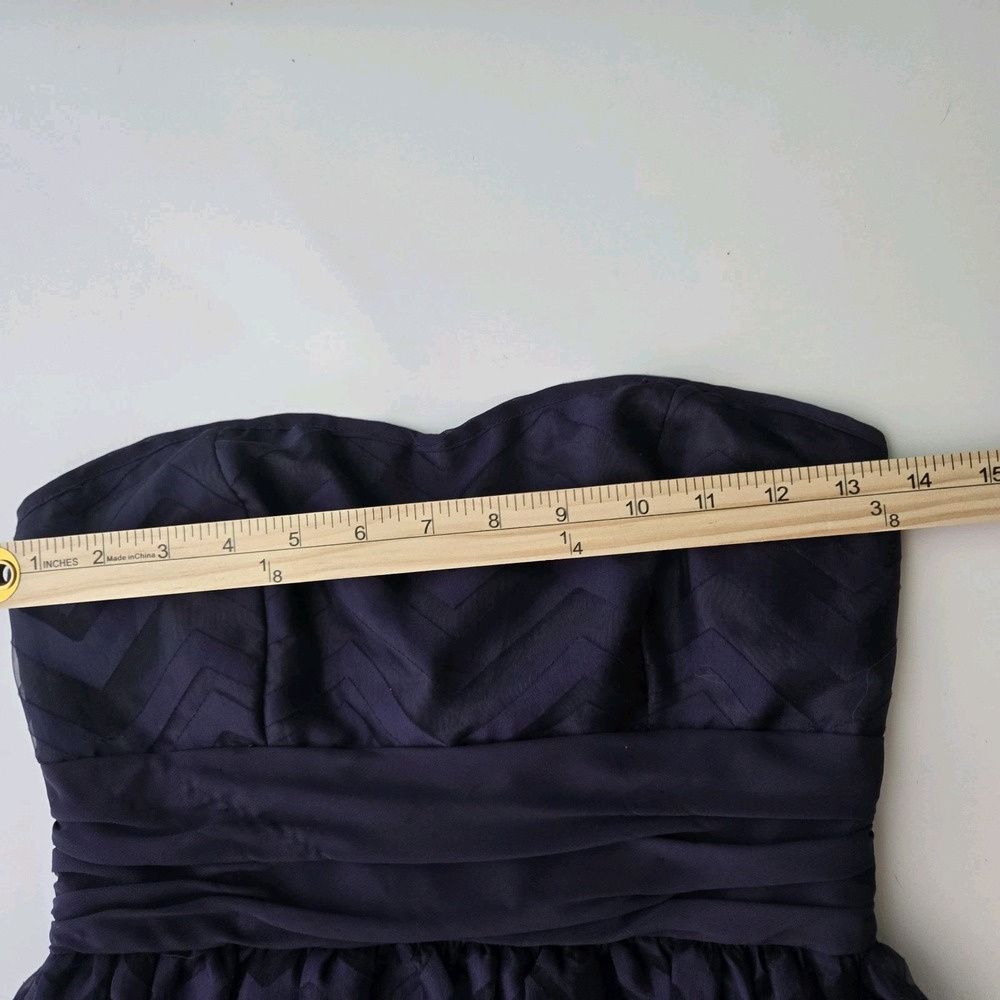 Purple Black Chevron Strapless Mini Dress Sweetheart Y2K Cocktail Party Pleated - Picture 13 of 14